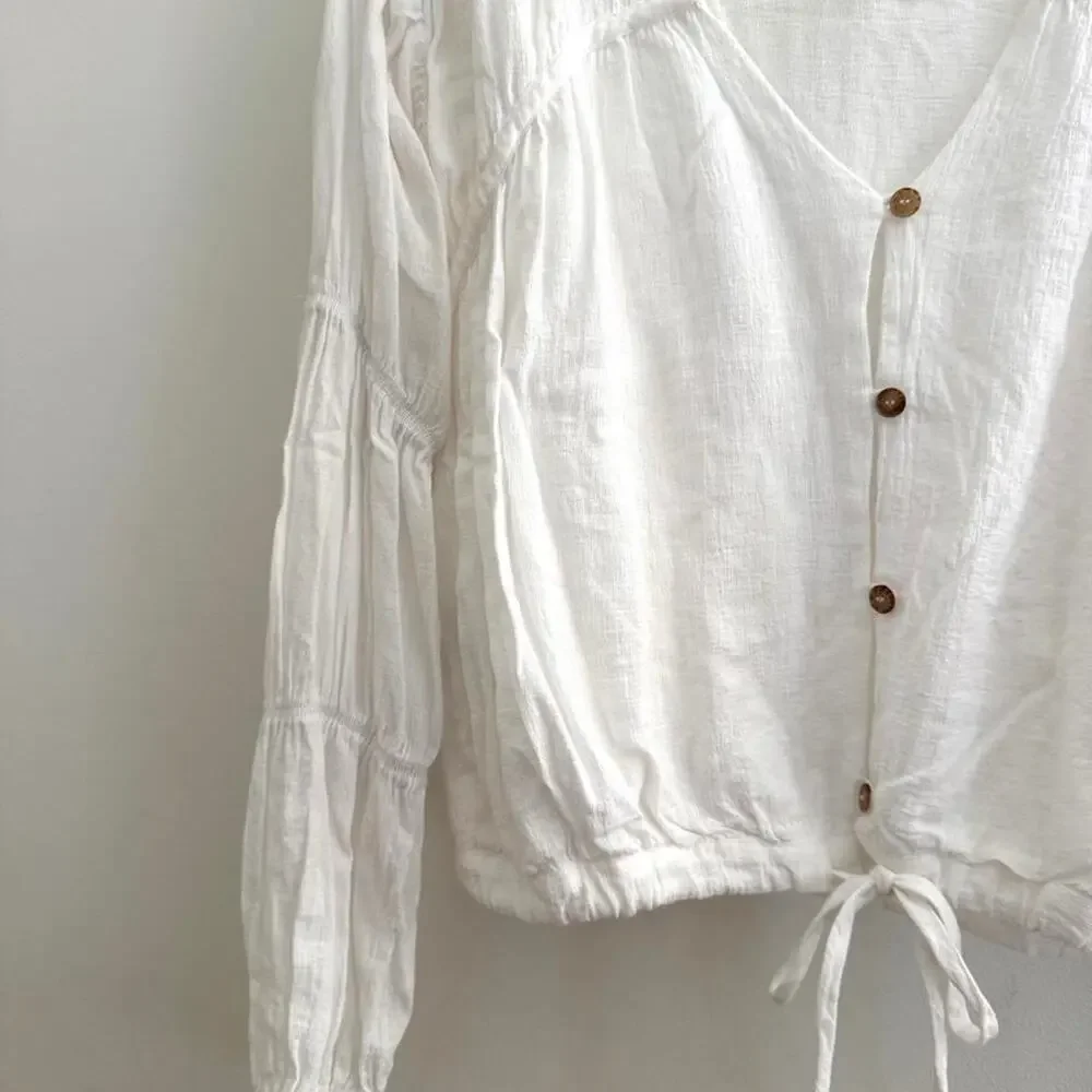 Vintage inspired white cotton peasant top cottagecore boho romantic